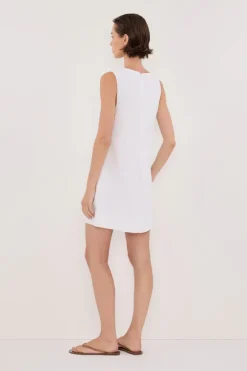 LOTUS WHITE LINEN MINI DRESS