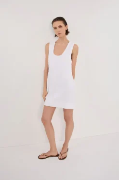 LOTUS WHITE LINEN MINI DRESS