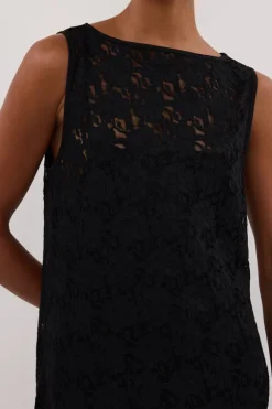 LOULA BLACK LACE MIDI DRESS