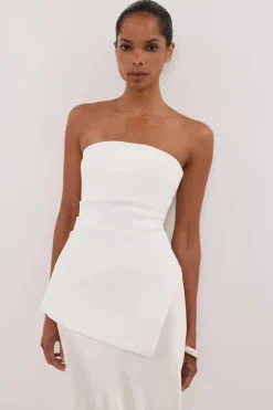 LUKE OFF WHITE LONGLINE BANDEAU TOP