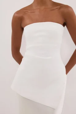 LUKE OFF WHITE LONGLINE BANDEAU TOP