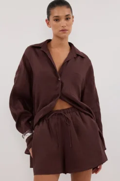 LUNE WALNUT LINEN SHORT
