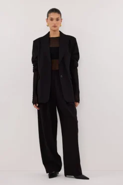 MAE BLACK MESH SPOT LONG SLEEVE TOP