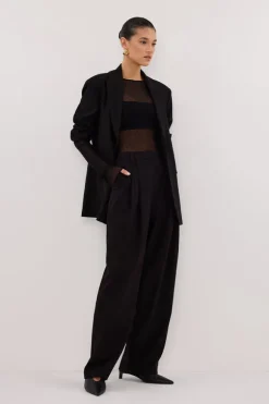MAE BLACK MESH SPOT LONG SLEEVE TOP