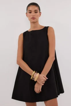 MAISIE BLACK POPLIN MINI DRESS