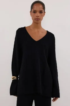 MAREN BLACK CABLE KNIT JUMPER