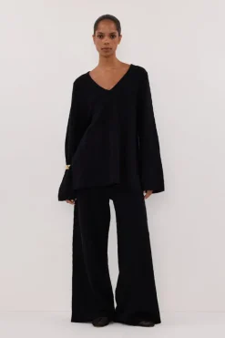 MAREN BLACK CABLE KNIT PANT