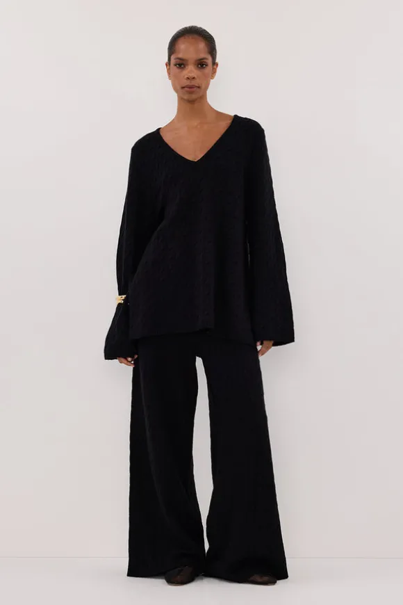 MAREN BLACK CABLE KNIT PANT