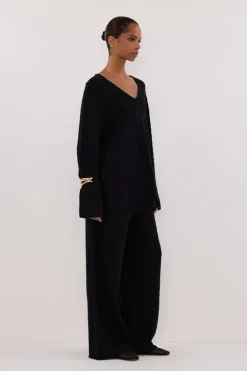 MAREN BLACK CABLE KNIT PANT