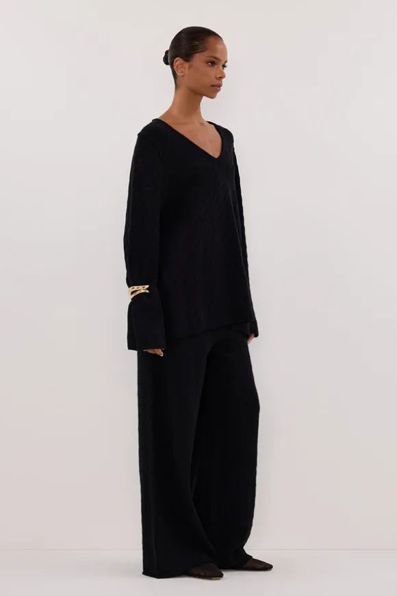 MAREN BLACK CABLE KNIT PANT