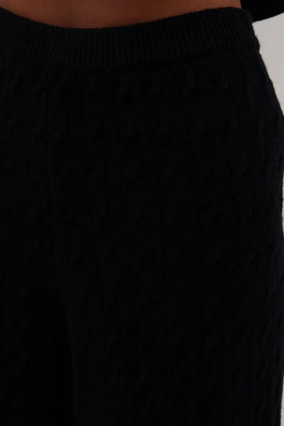 MAREN BLACK CABLE KNIT PANT