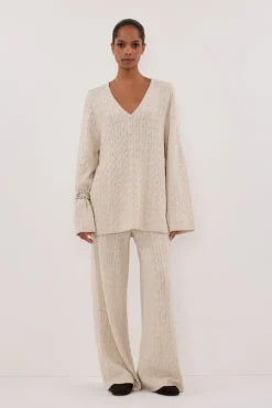 MAREN CHALK CABLE KNIT JUMPER