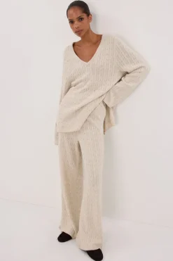 MAREN CHALK CABLE KNIT PANT