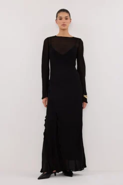 MARISSA BLACK SLEEVED MAXI DRESS