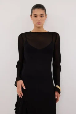 MARISSA BLACK SLEEVED MAXI DRESS