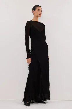 MARISSA BLACK SLEEVED MAXI DRESS