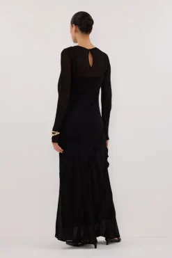 MARISSA BLACK SLEEVED MAXI DRESS