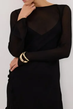 MARISSA BLACK SLEEVED MAXI DRESS