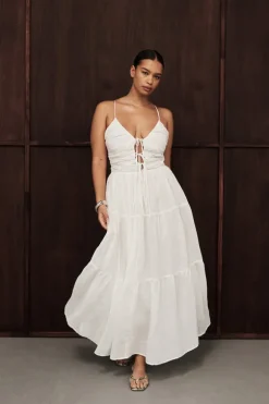 MARNIE WHITE RAMIE MIDI DRESS