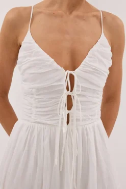 MARNIE WHITE RAMIE MIDI DRESS