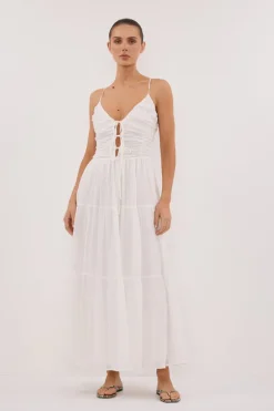 MARNIE WHITE RAMIE MIDI DRESS