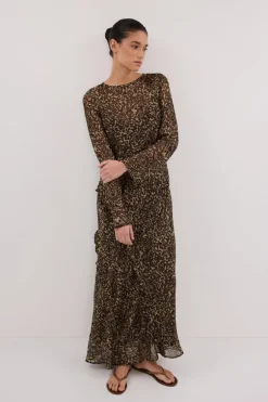 MARVILLA CHOC SLEEVED MAXI DRESS