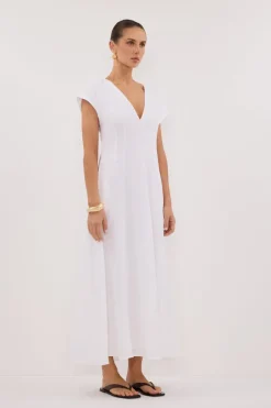 MATISSE WHITE LINEN MIDI DRESS