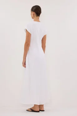 MATISSE WHITE LINEN MIDI DRESS