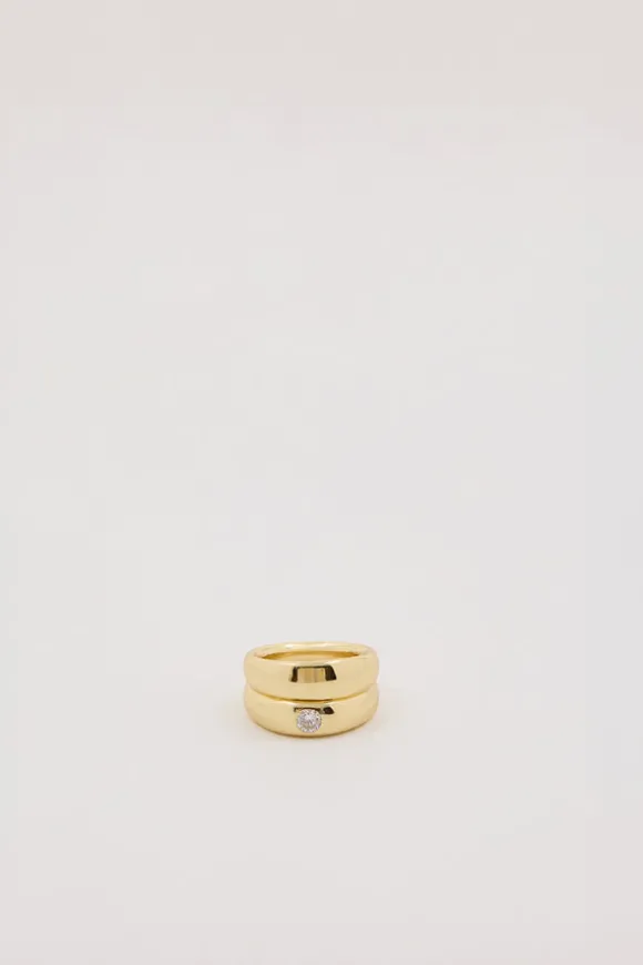 MÉGA DOUBLE STACK GOLD PINKY RING