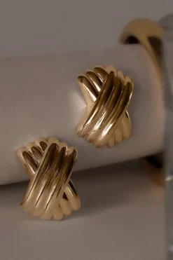 MÉGA TRIPLE X GOLD EARRING