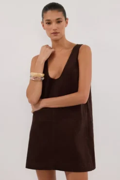 MILA CHOC COTTON CORDUROY MINI DRESS