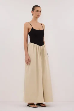 MILANO BLACK AND STONE MIDI DRESS