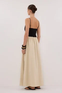 MILANO BLACK AND STONE MIDI DRESS