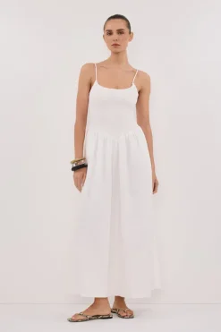 MILANO WHITE COTTON MIDI DRESS