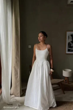 MILANO WHITE COTTON MIDI DRESS