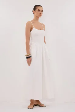 MILANO WHITE COTTON MIDI DRESS