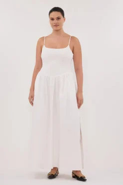 MILANO WHITE COTTON MIDI DRESS