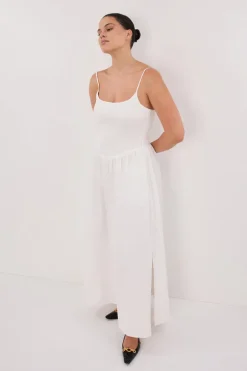 MILANO WHITE COTTON MIDI DRESS
