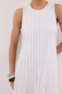 MILO WHITE LINEN BLEND MIDI DRESS