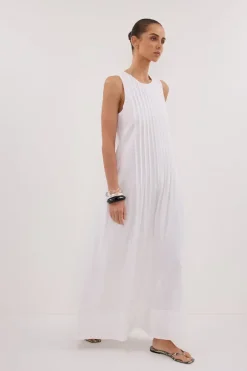 MILO WHITE LINEN BLEND MIDI DRESS