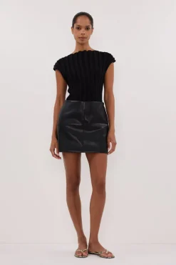 MONTY BLACK FAUX LEATHER MINI SKIRT