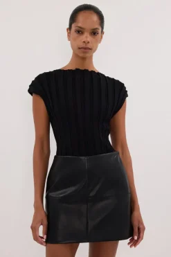 MONTY BLACK FAUX LEATHER MINI SKIRT