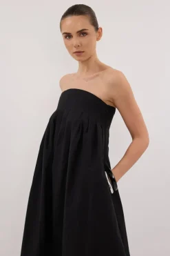 MORGAN BLACK STRAPLESS MIDI DRESS
