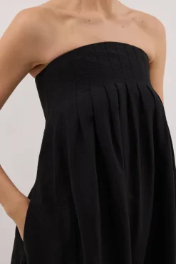 MORGAN BLACK STRAPLESS MIDI DRESS