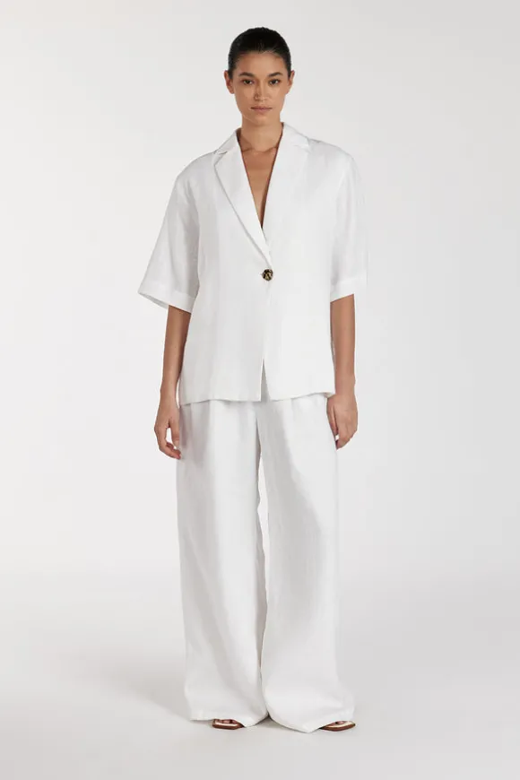 NALA WHITE LINEN RESORT SHIRT