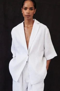 NALA WHITE LINEN RESORT SHIRT