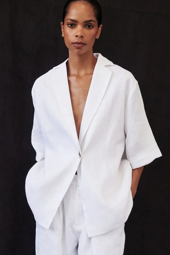 NALA WHITE LINEN RESORT SHIRT