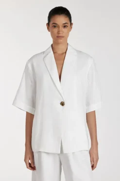 NALA WHITE LINEN RESORT SHIRT