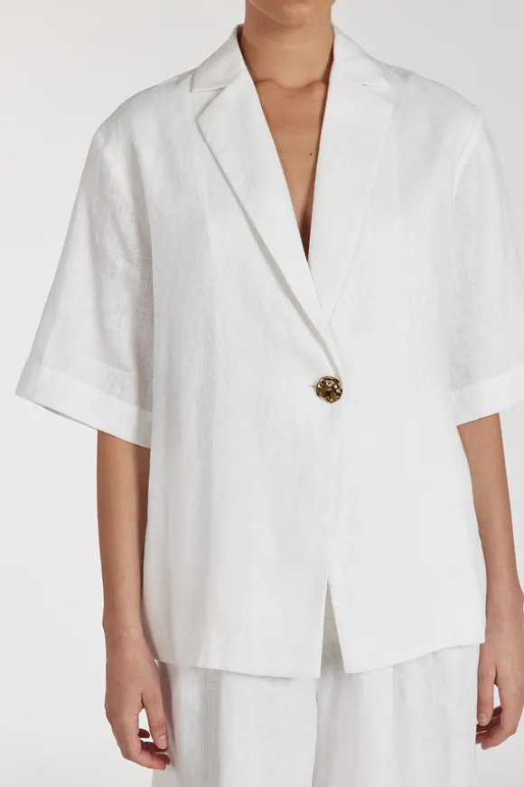 NALA WHITE LINEN RESORT SHIRT