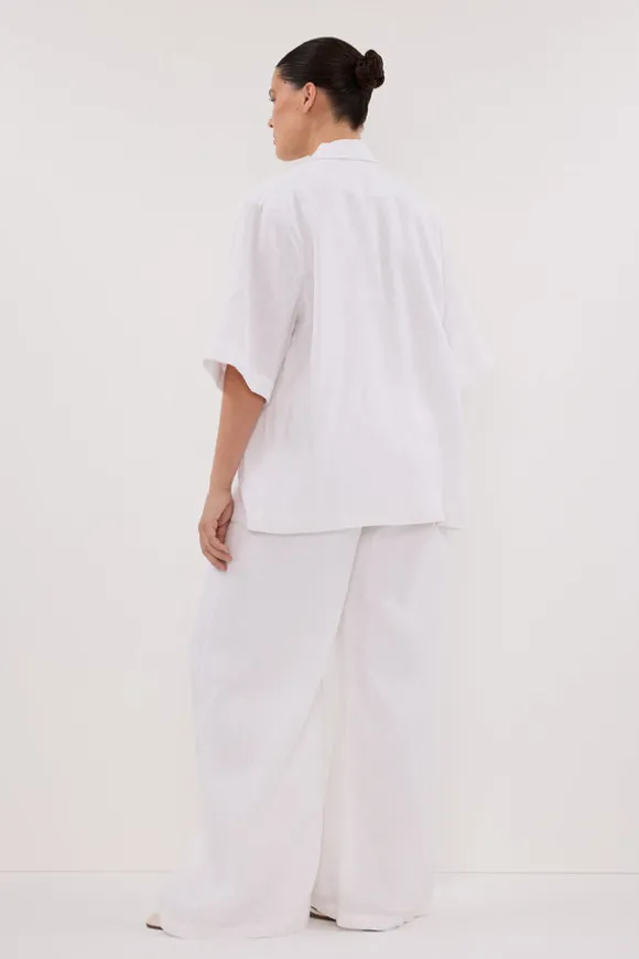 NALA WHITE LINEN RESORT SHIRT